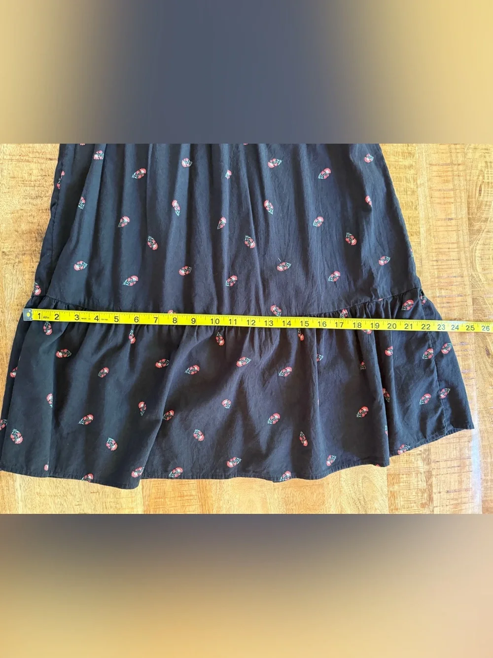 Old Navy Girls Large 10-12 Black Floral Tiered Dress Puff Sleeve